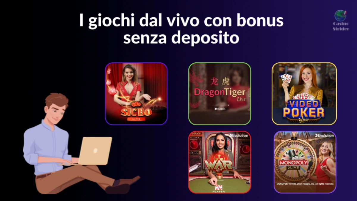 I giochi dal vivo con bonus senza deposito
