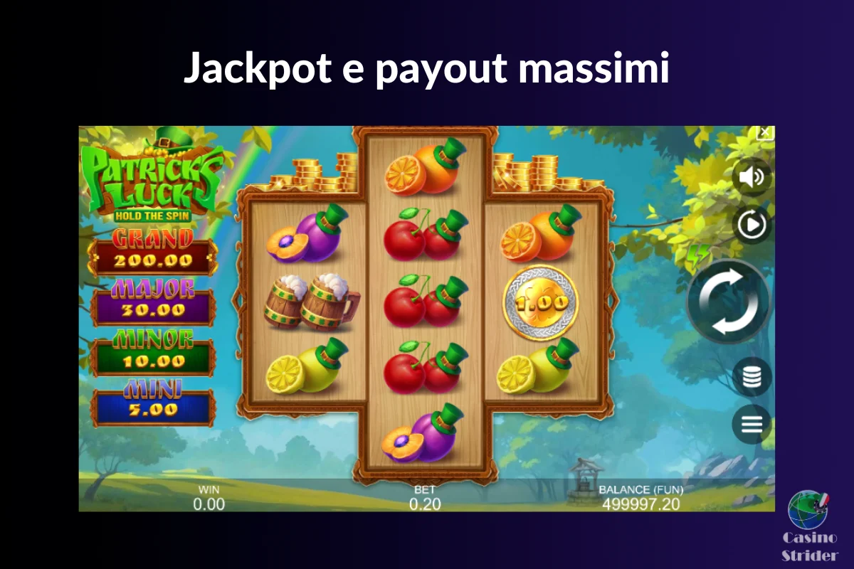 Jackpot e payout massimi 