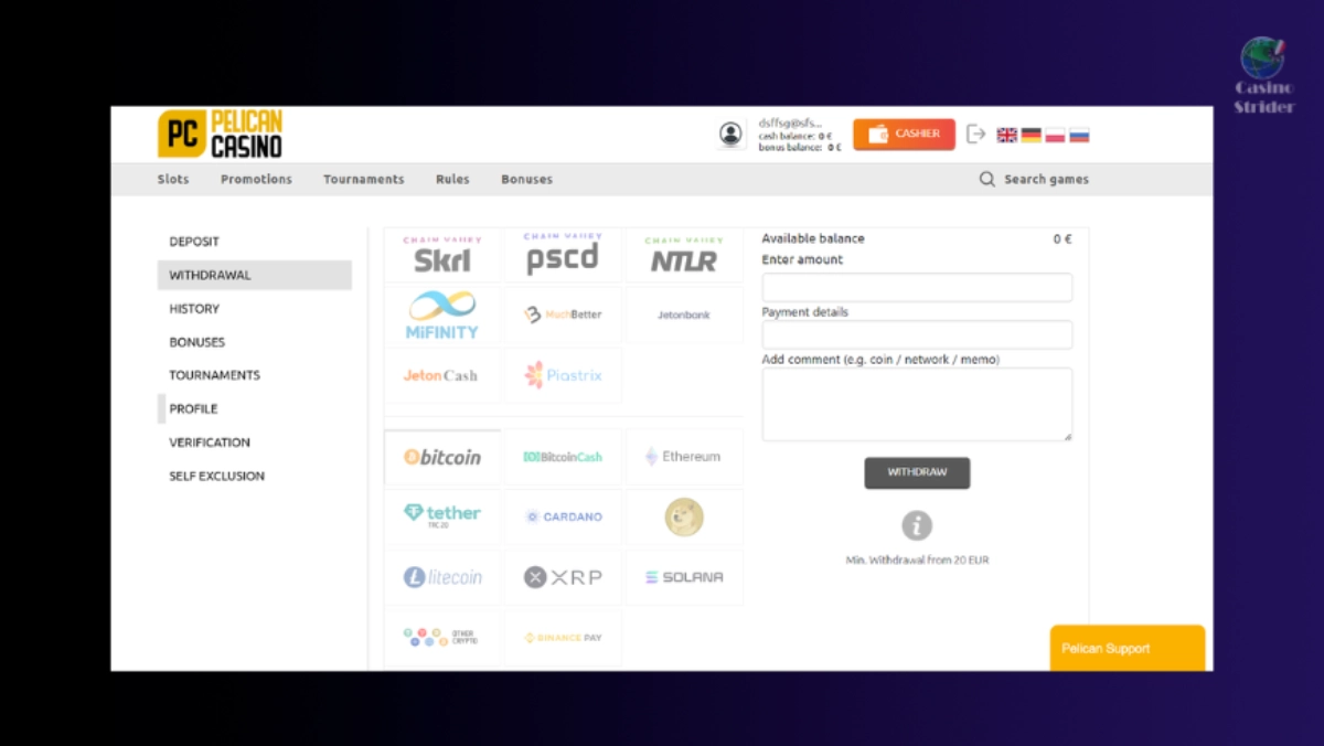 Requisiti per il prelievo delle vincite del bonus