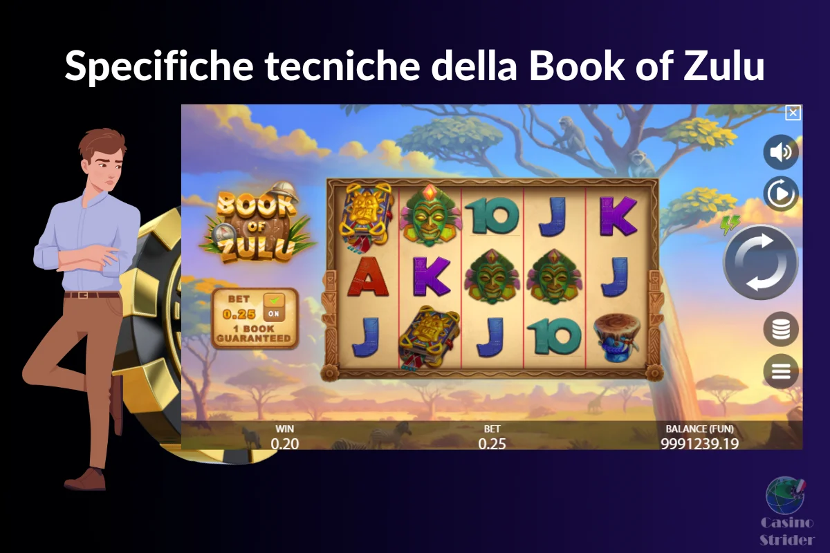 specifiche tecniche della slot Book of Zulu