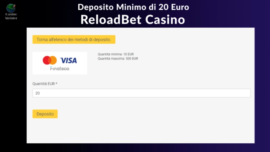 ReloadBet Casino 20 euro