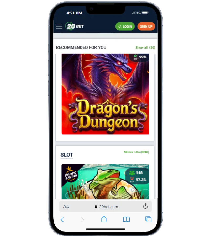 casino mobile di 20bet