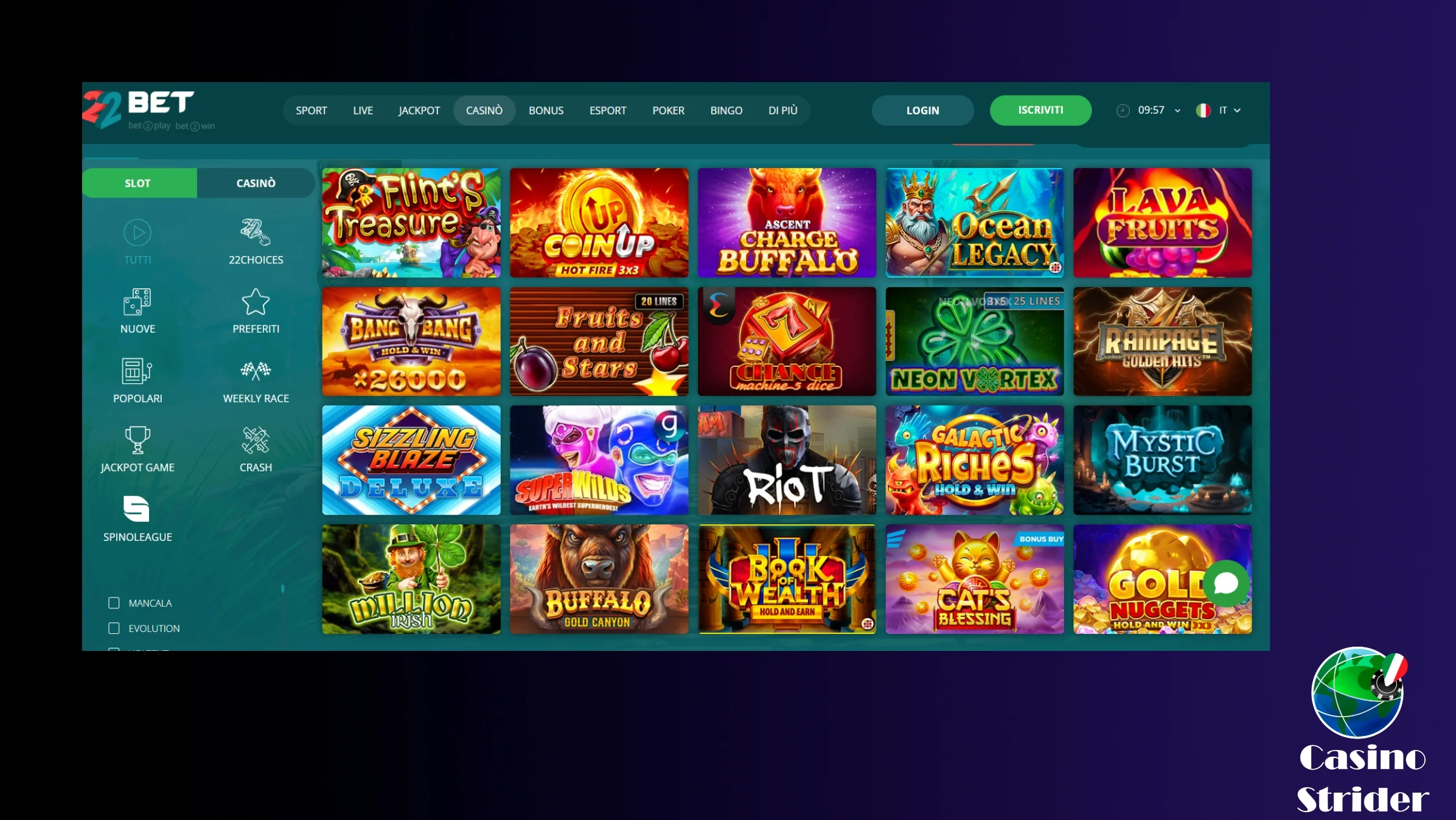I giochi più popolari su 22bet