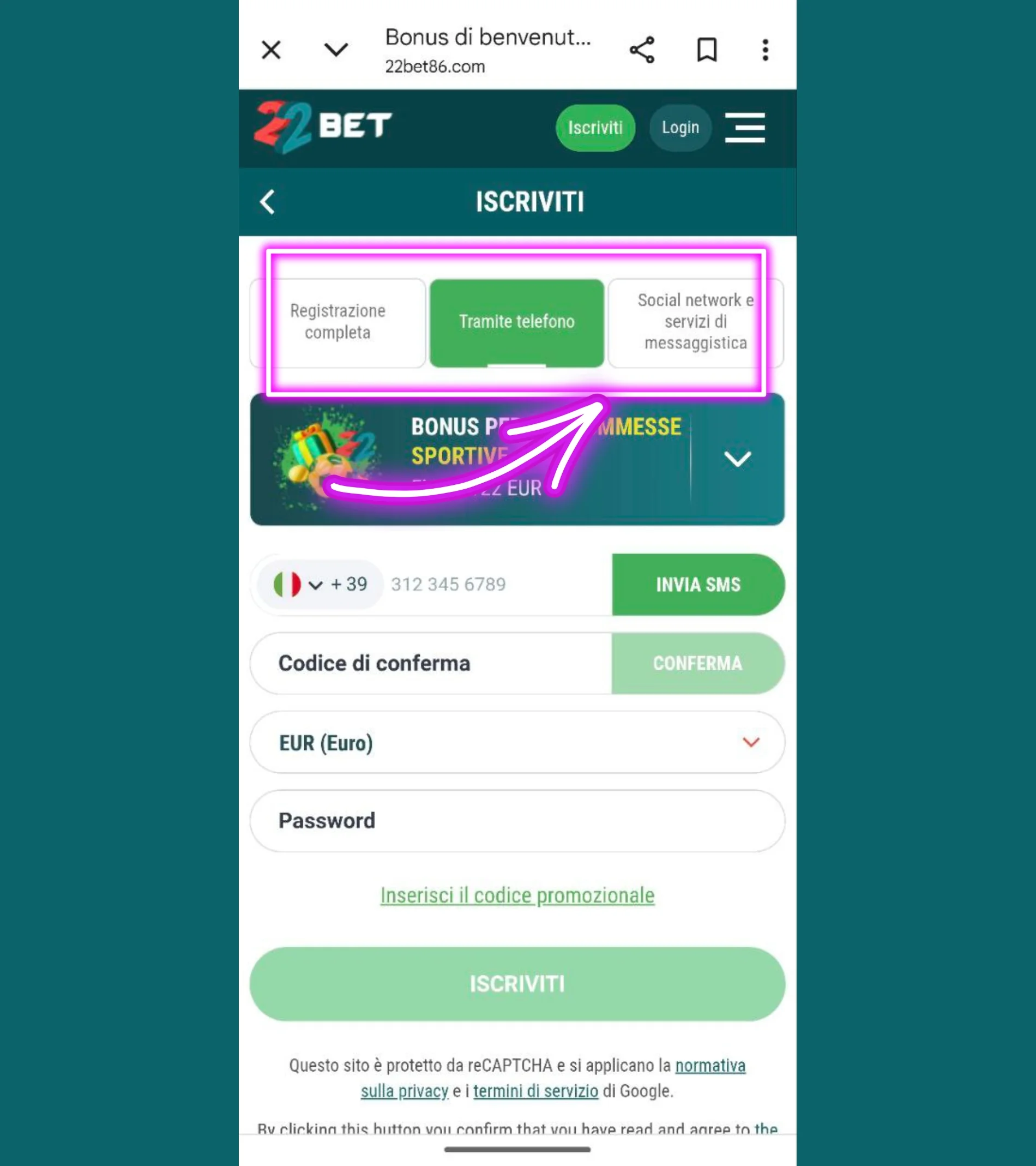 tipo di registrazione