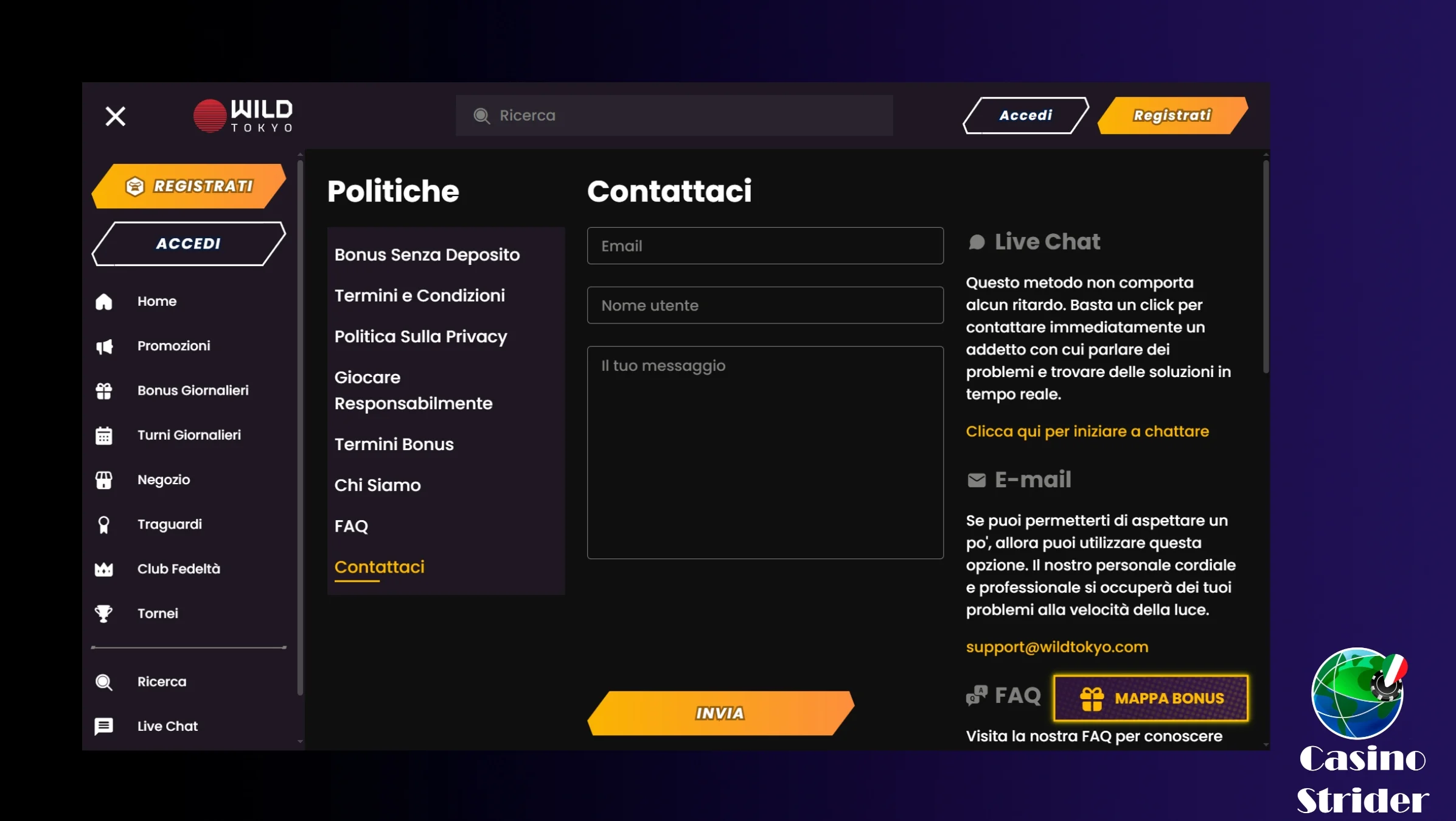 Servizio clienti e assistenza