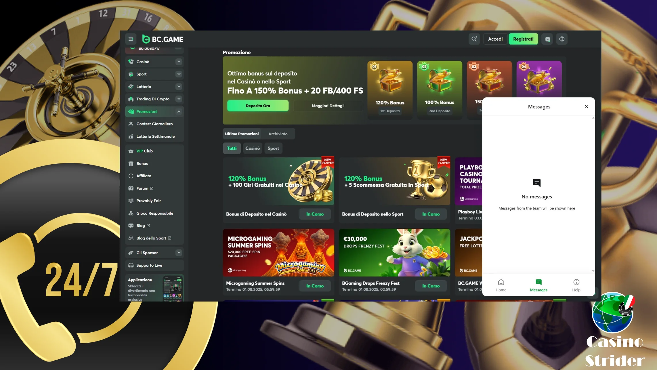 Assistenza clienti su BC.Game