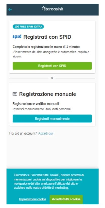 Avviare la registrazione