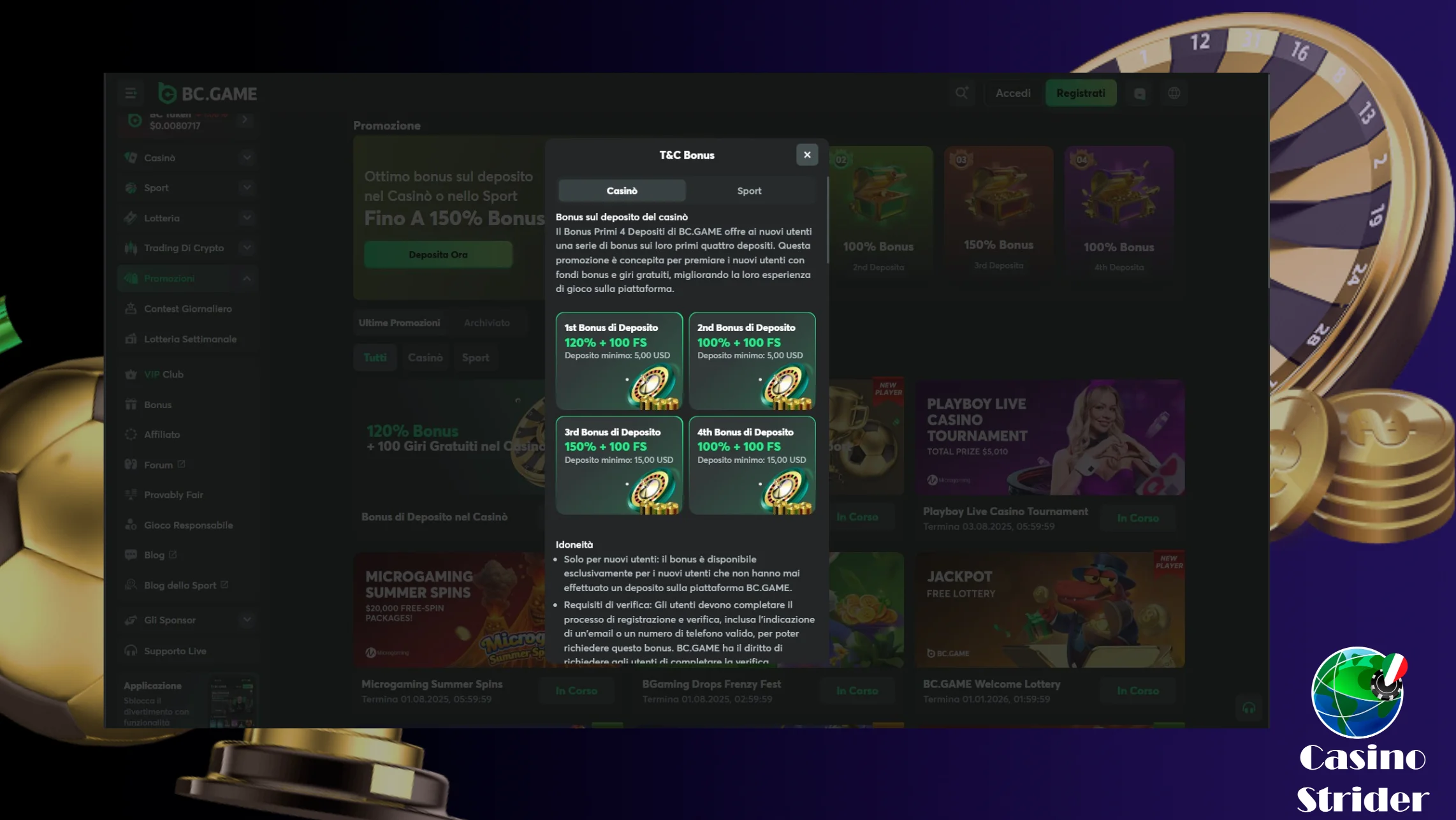 Bonus di benvenuto per i nuovi giocatori