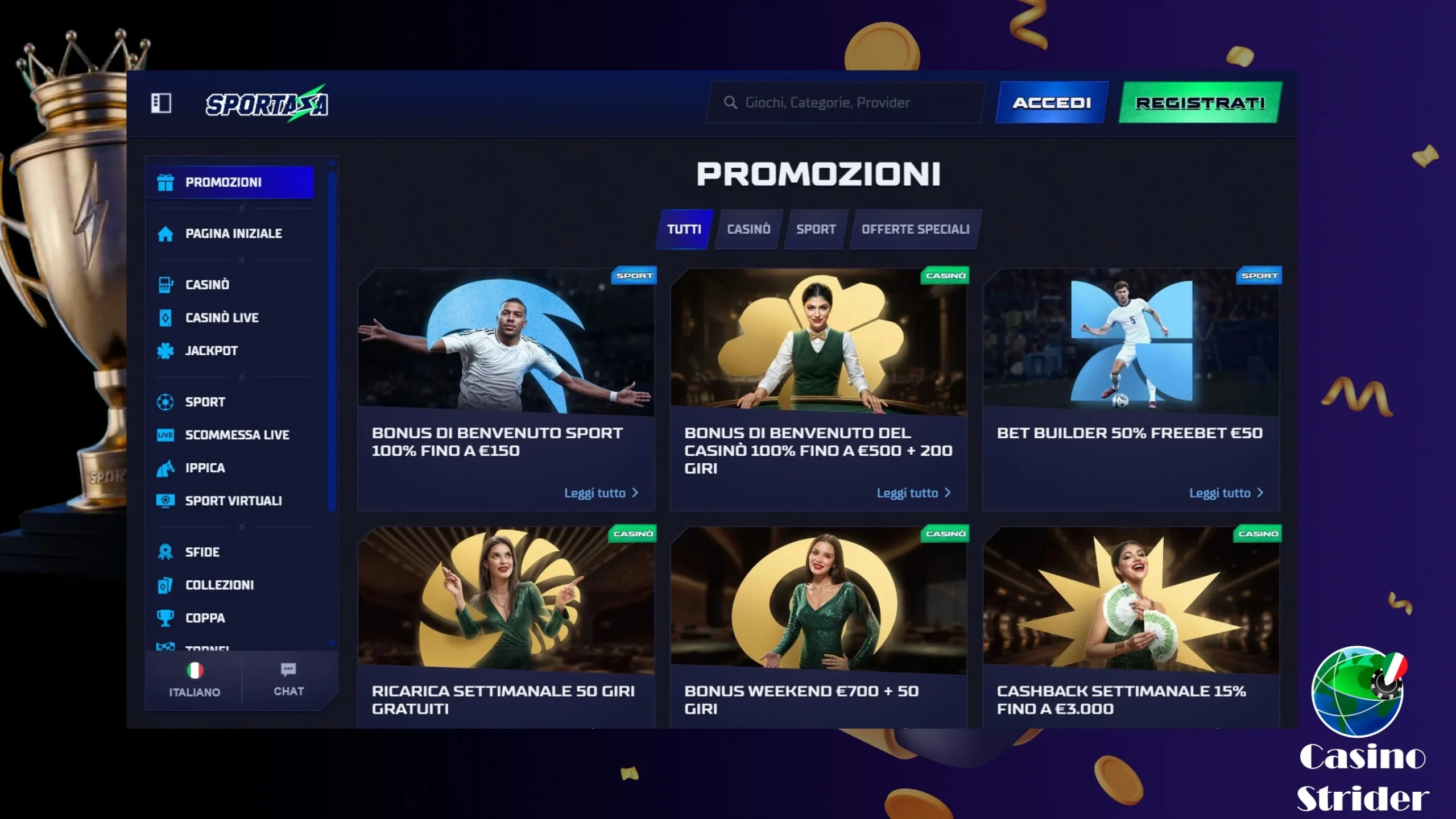 Bonus disponibili su Sportaza