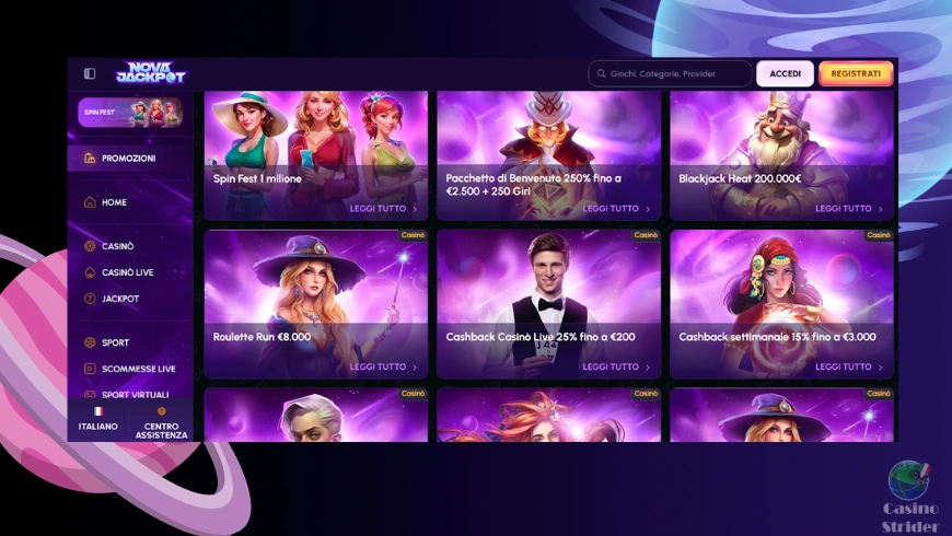 Bonus e Promozioni di NovaJackpot
