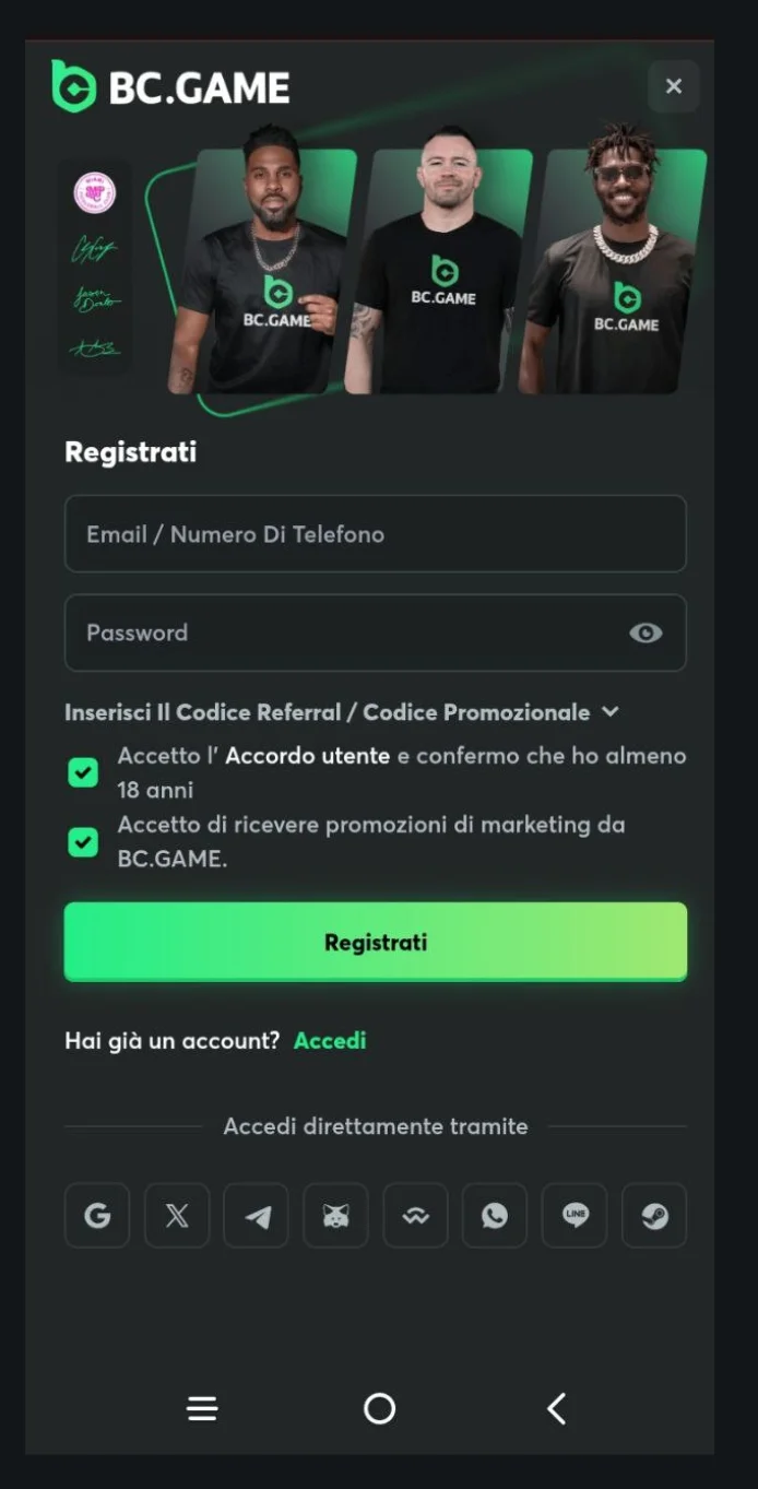 Compila il modulo di registrazione