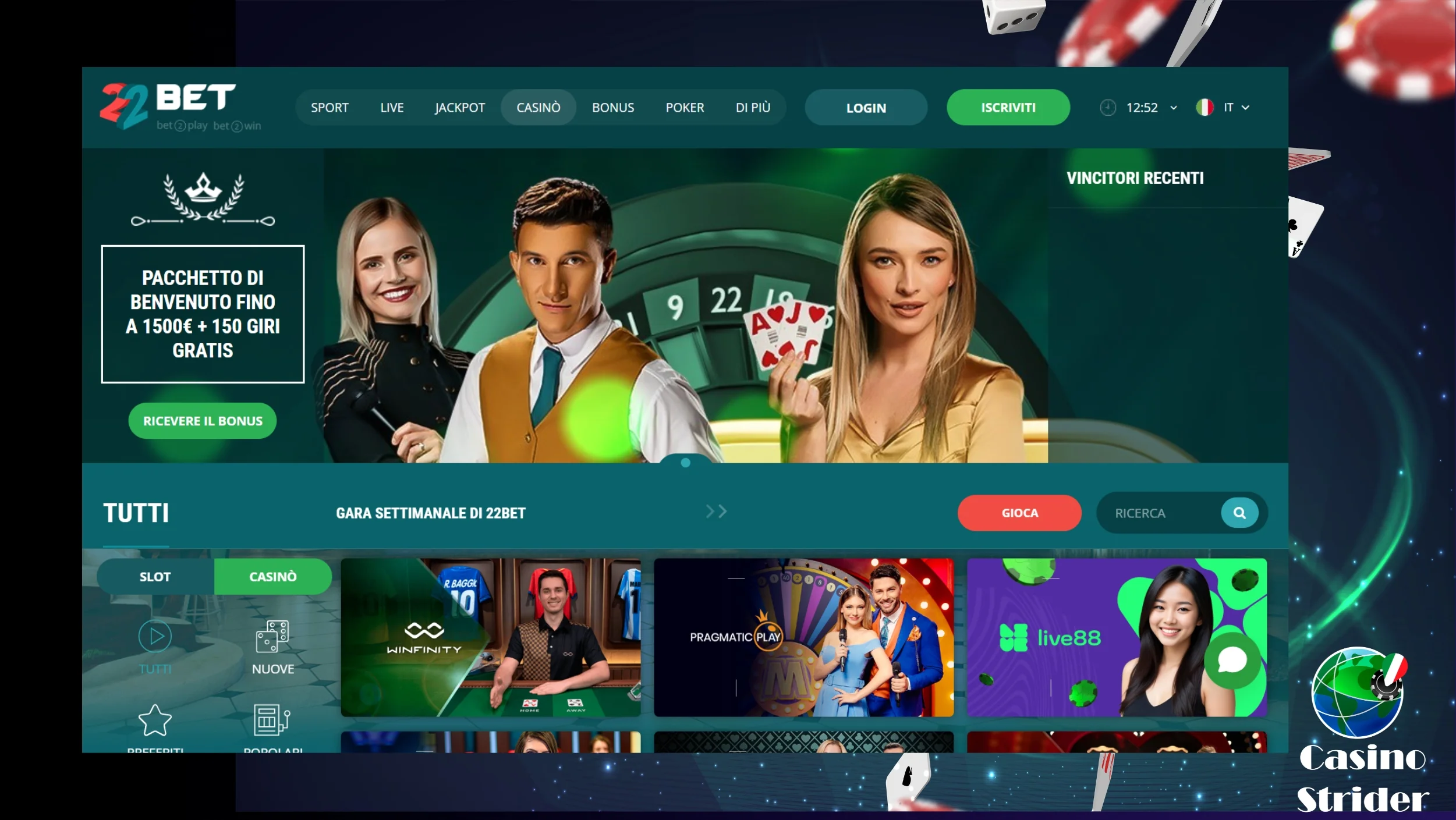 22bet Casino migliori siti poker stranieri