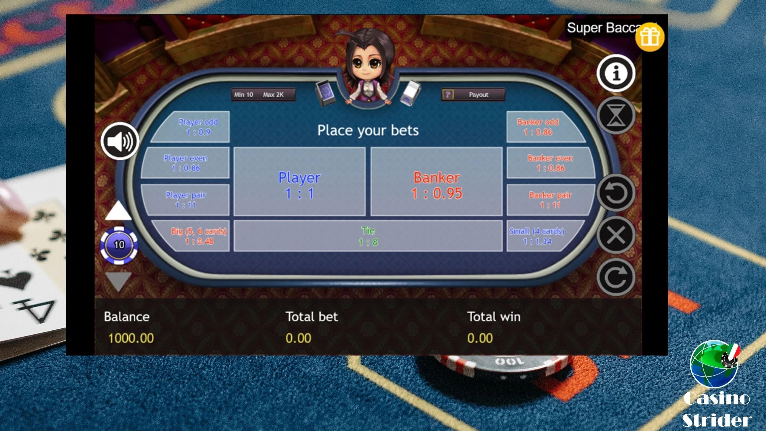 Baccarat con un deposito minimo di 4 €