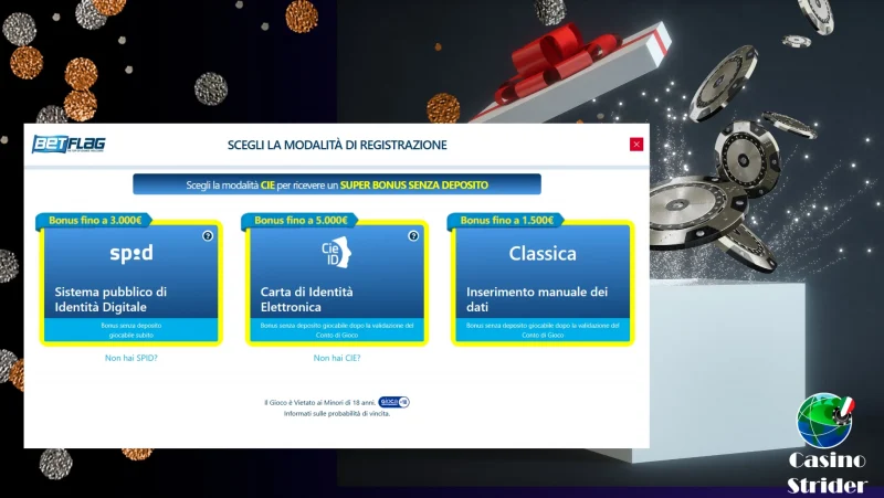 Bonus Gratuito con Benvenuto Immediato