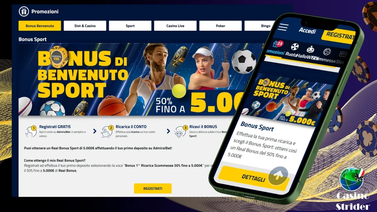 Bonus di benvenuto AdmiralBet