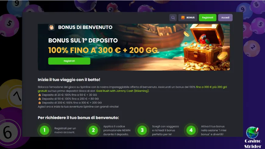 Bonus di benvenuto Spinline