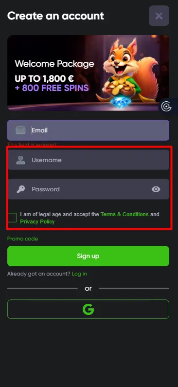 Creazione della password e dei consensi