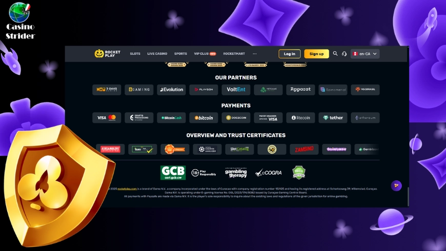 Licenza e sicurezza del casinò RocketPlay