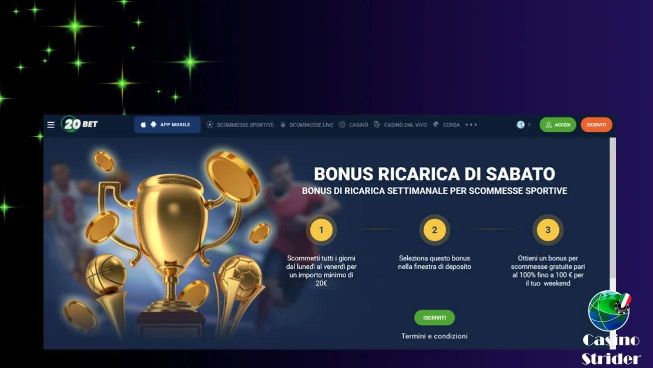 Saturday reload bonus di casino 20bet