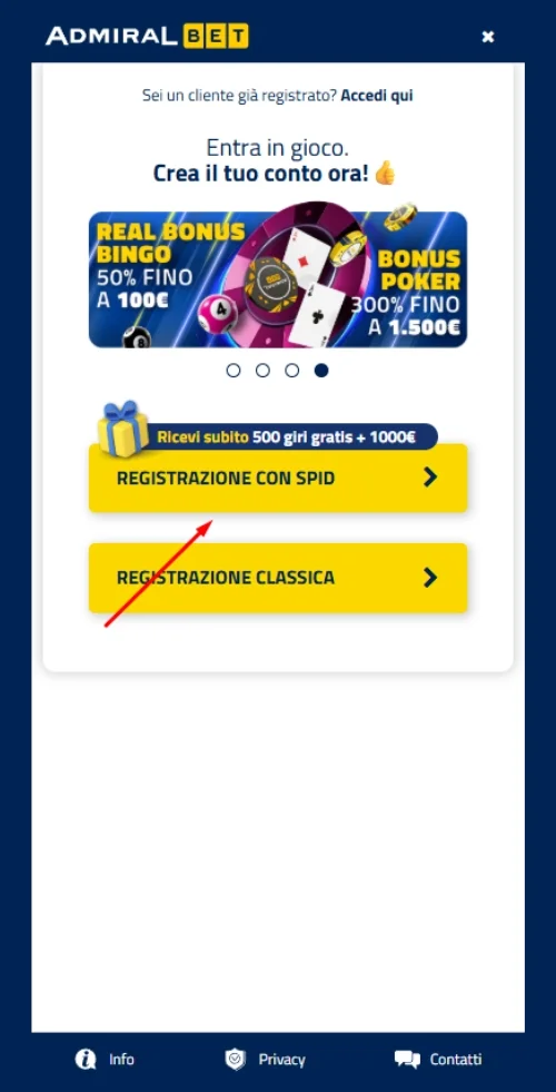 Scegli la modalità di iscrizione