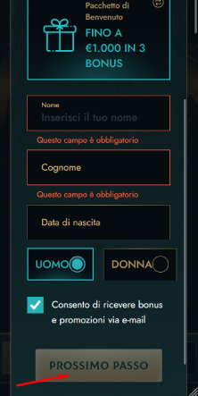 Aggiungi le informazioni personali