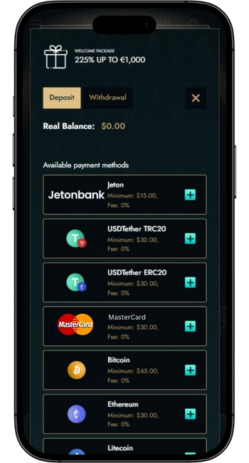 App di casinò mobile con pagamento MasterCard