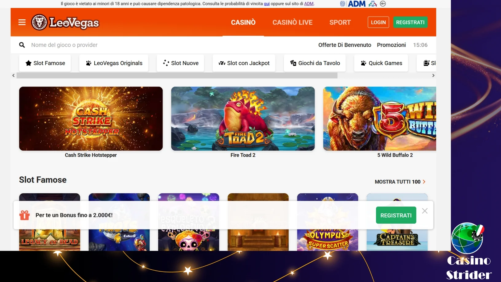 leovegas Casino deposito minimo 1 eur Italia