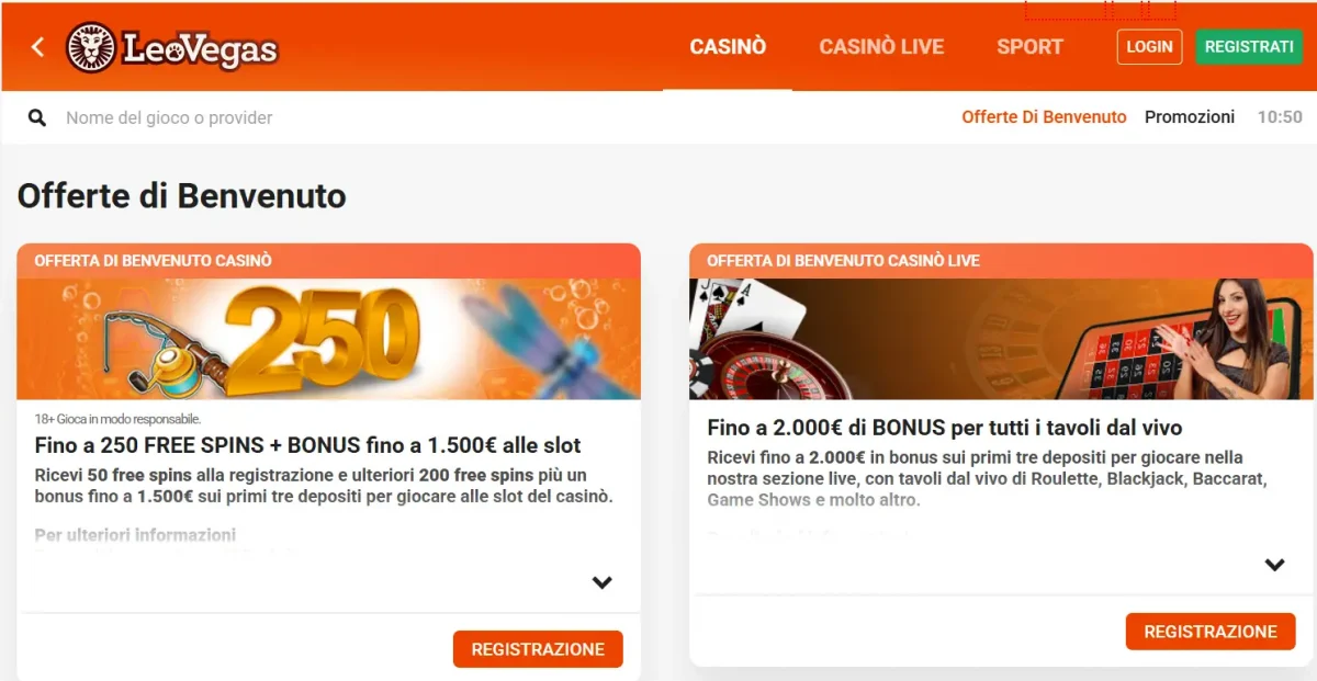 LeoVegas bonus benvenuto