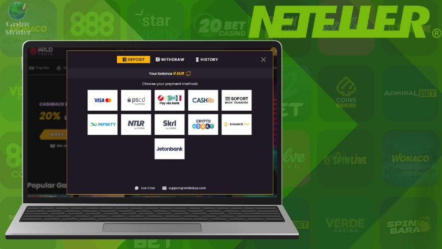 Ricerca CasinoStrider come utilizzare Neteller