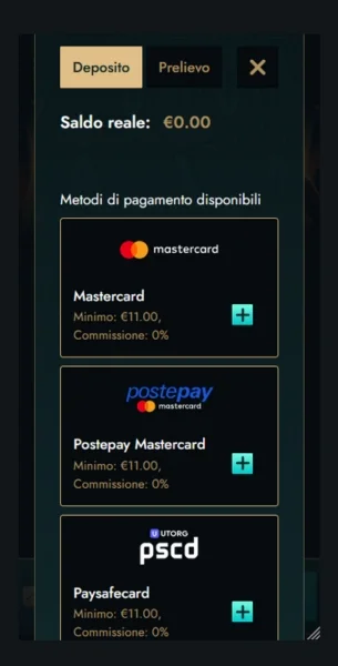 Scegli il metodo di pagamento