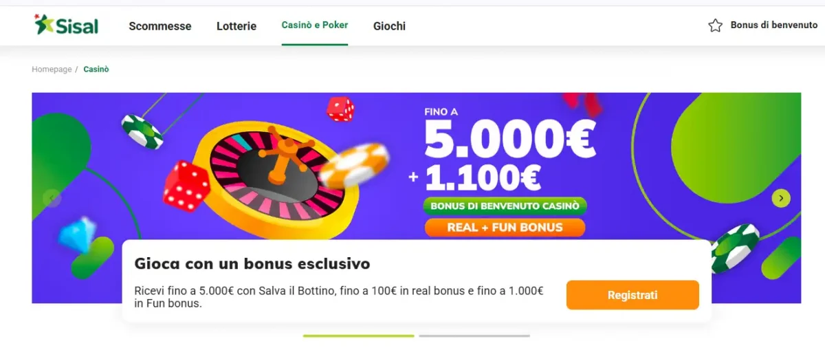 Sisal bonus benvenuto casino
