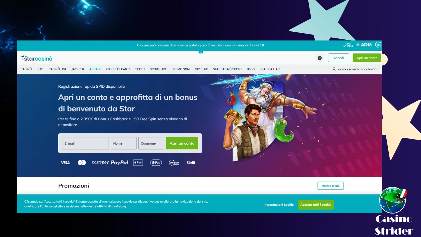 StarCasino deposito minimo 2 euro