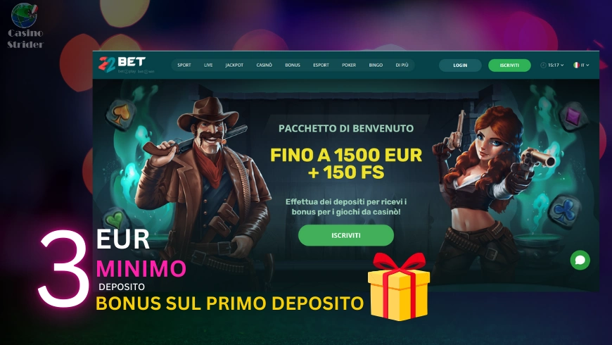 Bonus sul primo deposito minimo 3€