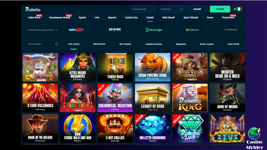 Giochi disponibili per gli italiani