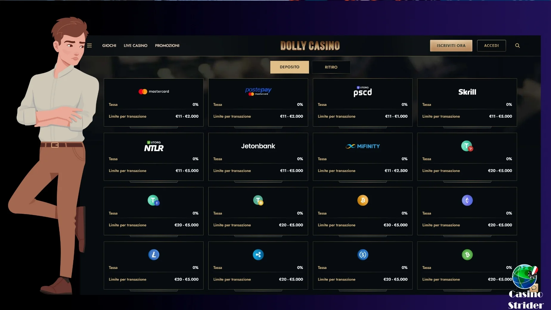 Metodi di deposito e prelievo