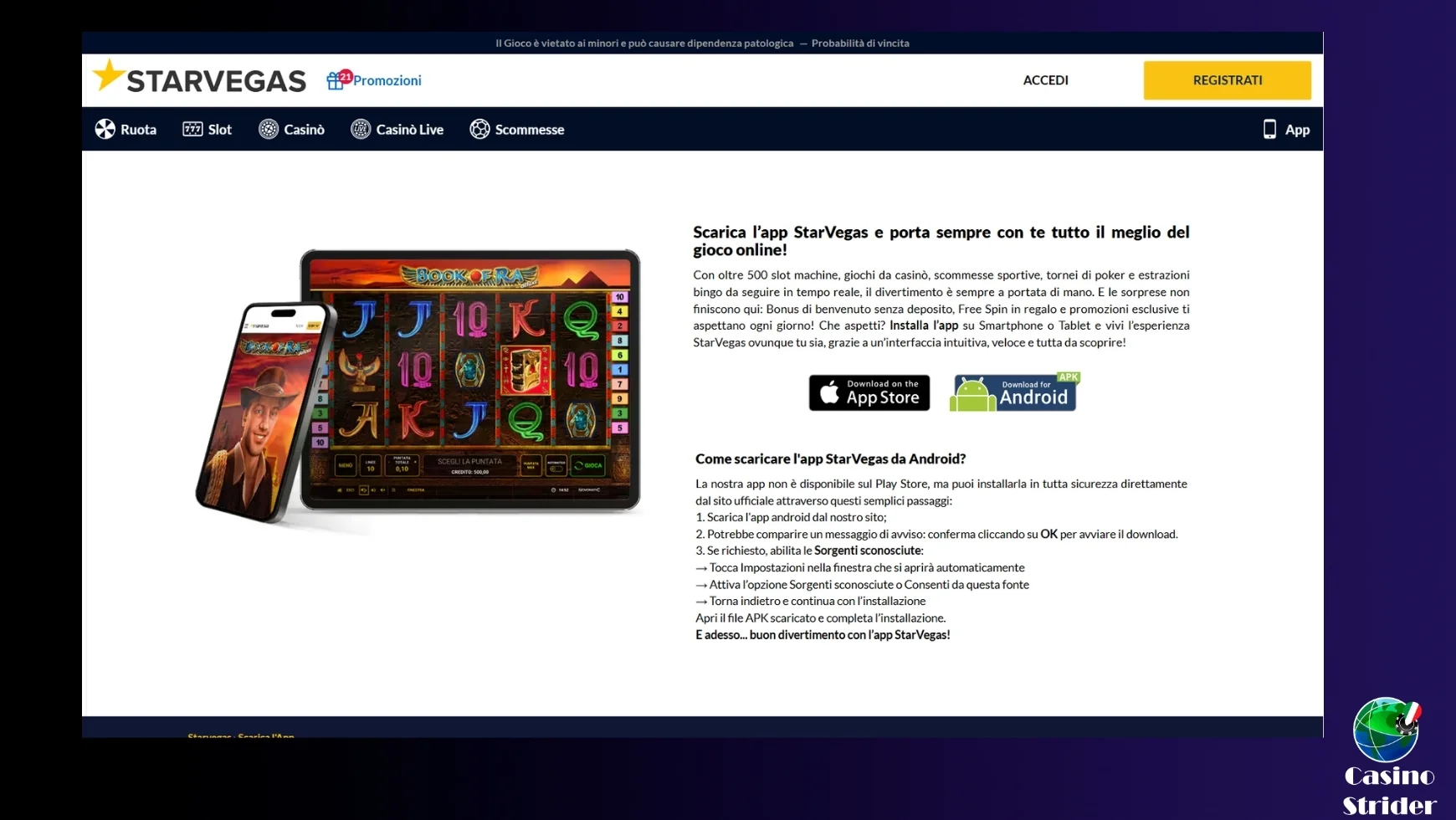 Recensione dell'app StarVegas di CasinoStrider