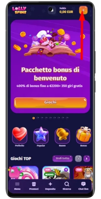 accedi al conto e vai alla cassa