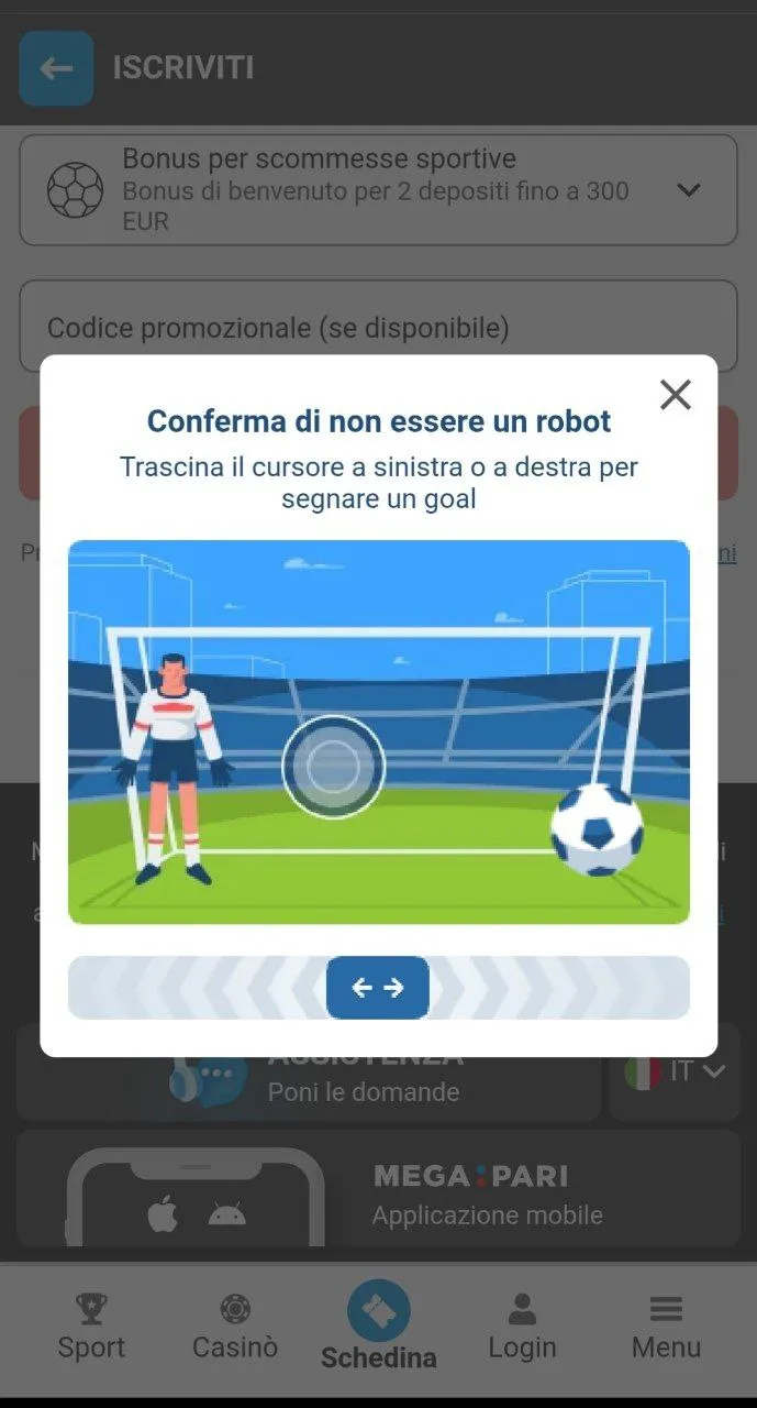 Accetta i termini del casinò Megapari