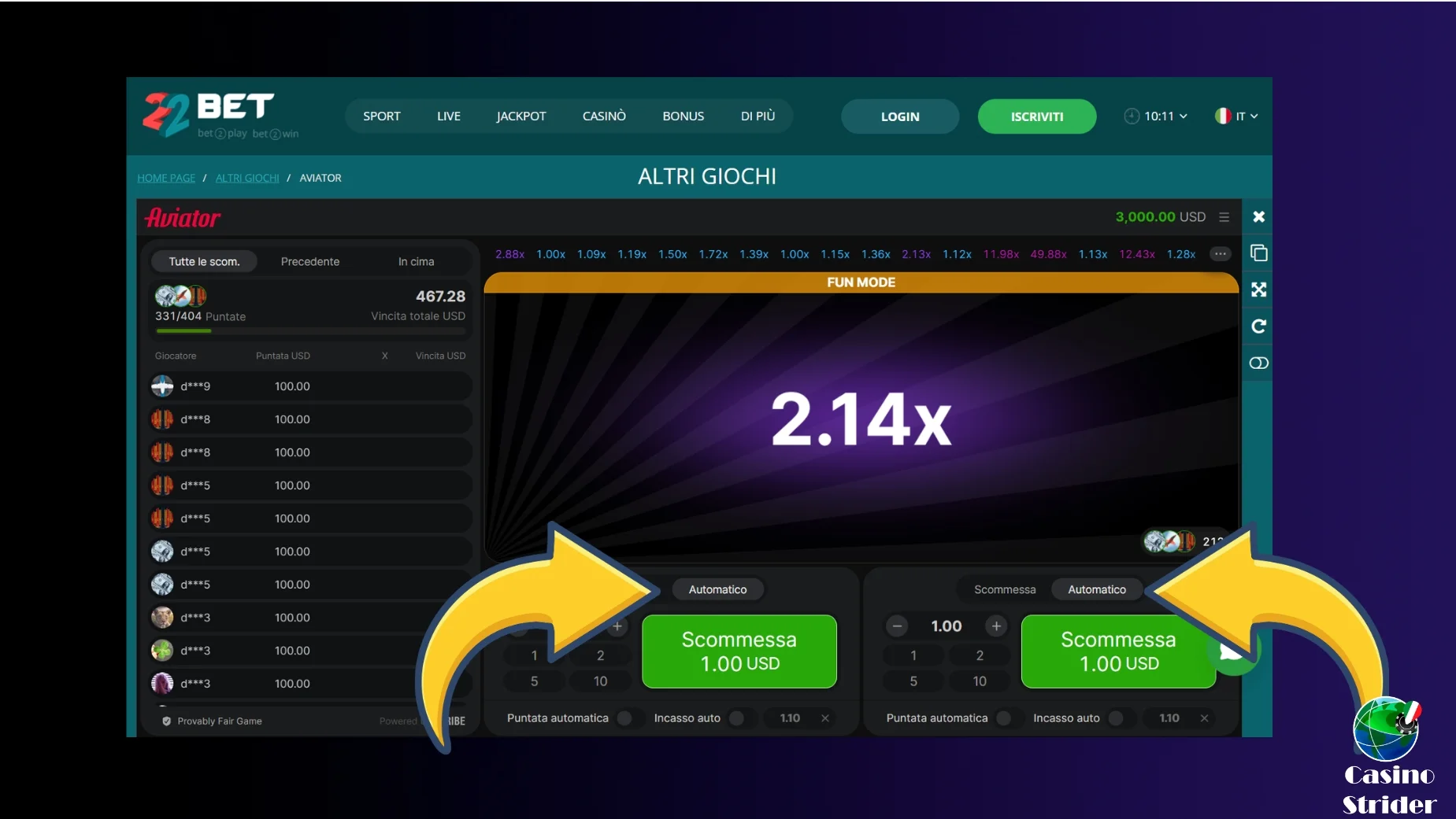 Impostazioni di gioco automatico