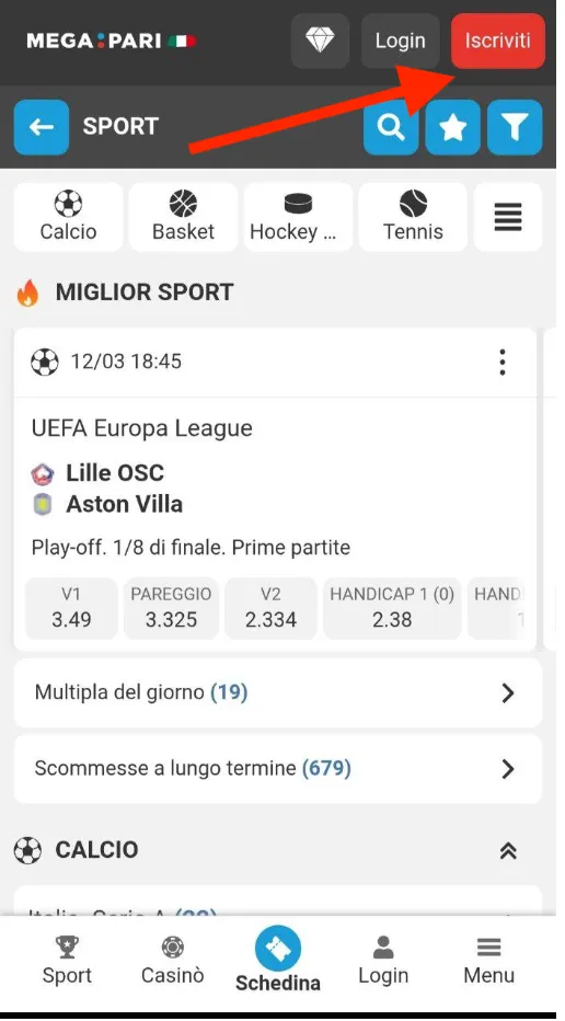 Clicca sul pulsante di registrazione