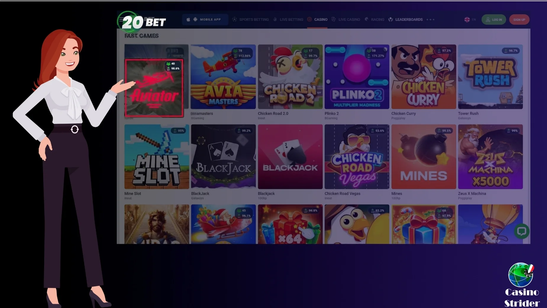 Gioca ad Aviator al 20Bet casinò