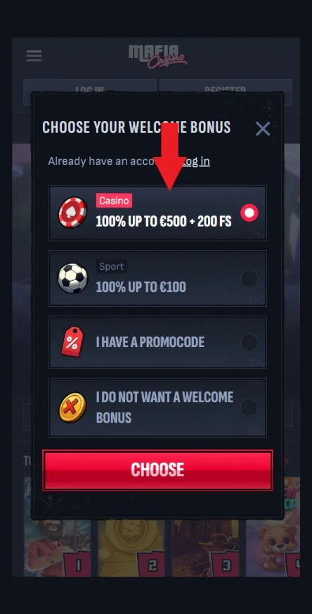 Scegli il pacchetto di benvenuto