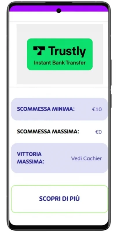 seleziona trustly come metodo di pagamento