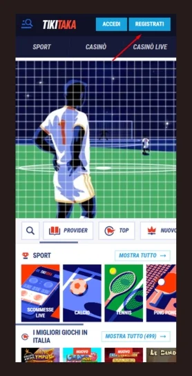 Clicca su Registrati