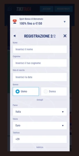 Compila i dati personali