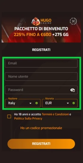 Compila il modulo di iscrizione