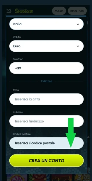 Compila la seconda parte del modulo di iscrizione