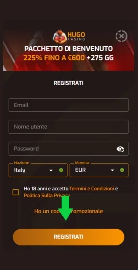 Completa la registrazione