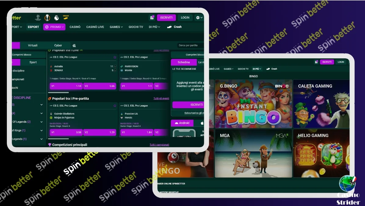 Esperienza di gioco di CasinoStrider