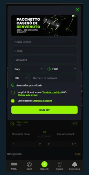 Inserire i propri dati